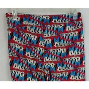 New LuLaRoe Disney Tall & Curvy Leggings Red With Colorful Minnie Mouse Heads